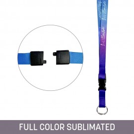 Customized 1/2" Full Color Sublimated Detachable Lanyard w/ Split Ring & Back Breakaway