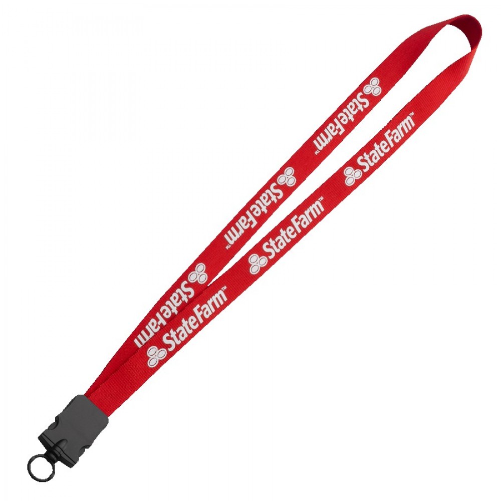 3/4" Smooth Nylon Lanyard W/ Plastic Snap-Buckle Release & O-Ring with Logo