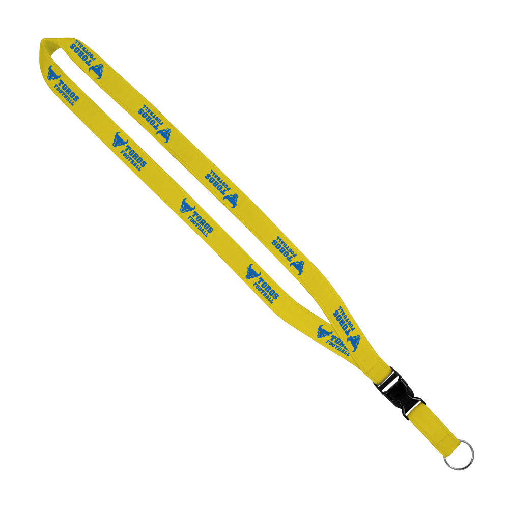3/4" Imported Polyester Lanyard With Woven Ribbon And Plastic Slide Buckle with Logo