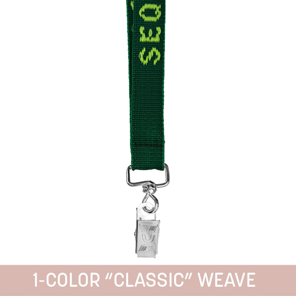 3/4" Woven Lanyard w/ Swivel Bulldog Clip - "Classic" Weave with Logo 3/4" Woven Lanyard w/ Swivel Bulldog Clip - "Classic" Weave with Logo