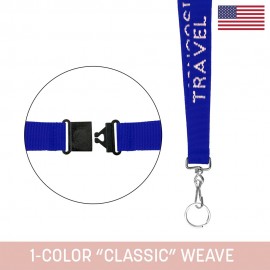 Logo Branded 1" Woven Lanyard w/ Back Breakaway, Swivel Snap & Split Ring - "Classic" We