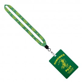 3/4" Dye-Sublimated Lanyard w/Clamshell & Vinyl Snap & 4"X6" Plastic Badge with Logo
