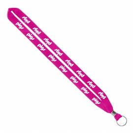 Logo Branded Import Rush 3/4" Polyester Lanyard With Silver Crimp & Split-Ring