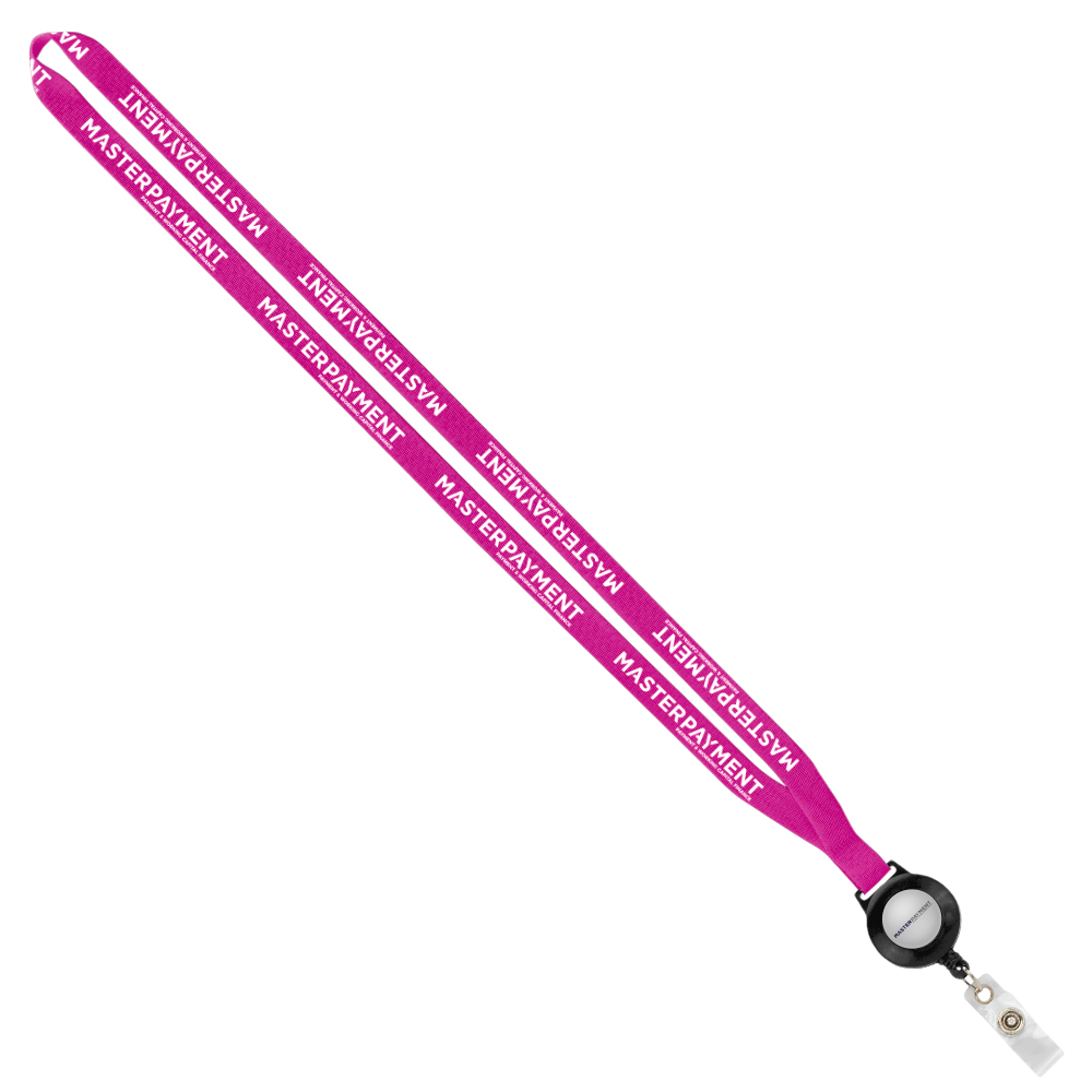 Import Rush 1/2" Polyester Lanyard with Sewn Badge Reel Logo Imprinted Import Rush 1/2" Polyester Lanyard with Sewn Badge Reel Logo Imprinted