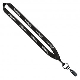 " Polyester Lanyard w/Metal Crimp & Bulldog Clip with Logo