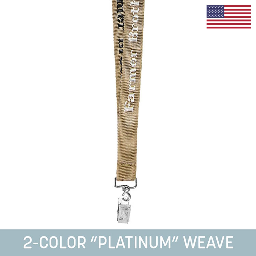 Customized 3/4" Woven Lanyard w/ Swivel Bulldog Clip - "Platinum" Weave
