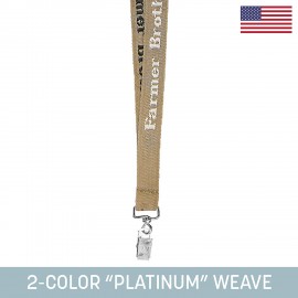 Customized 3/4" Woven Lanyard w/ Swivel Bulldog Clip - "Platinum" Weave