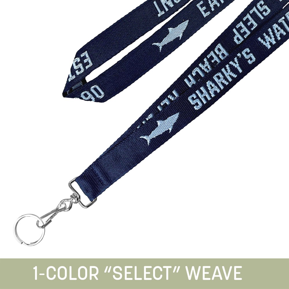 Personalized 1" Woven Lanyard w/ Swivel Snap & Split Ring - "Select" Weave Personalized 1" Woven Lanyard w/ Swivel Snap & Split Ring - "Select" Weave