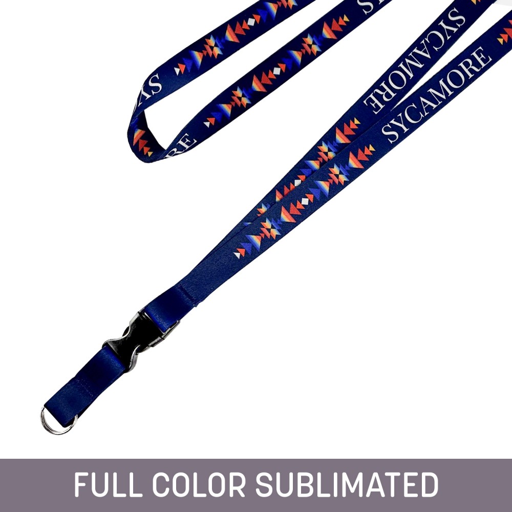 Custom 3/4" Full Color Sublimated Detachable Lanyard w/ Split Ring