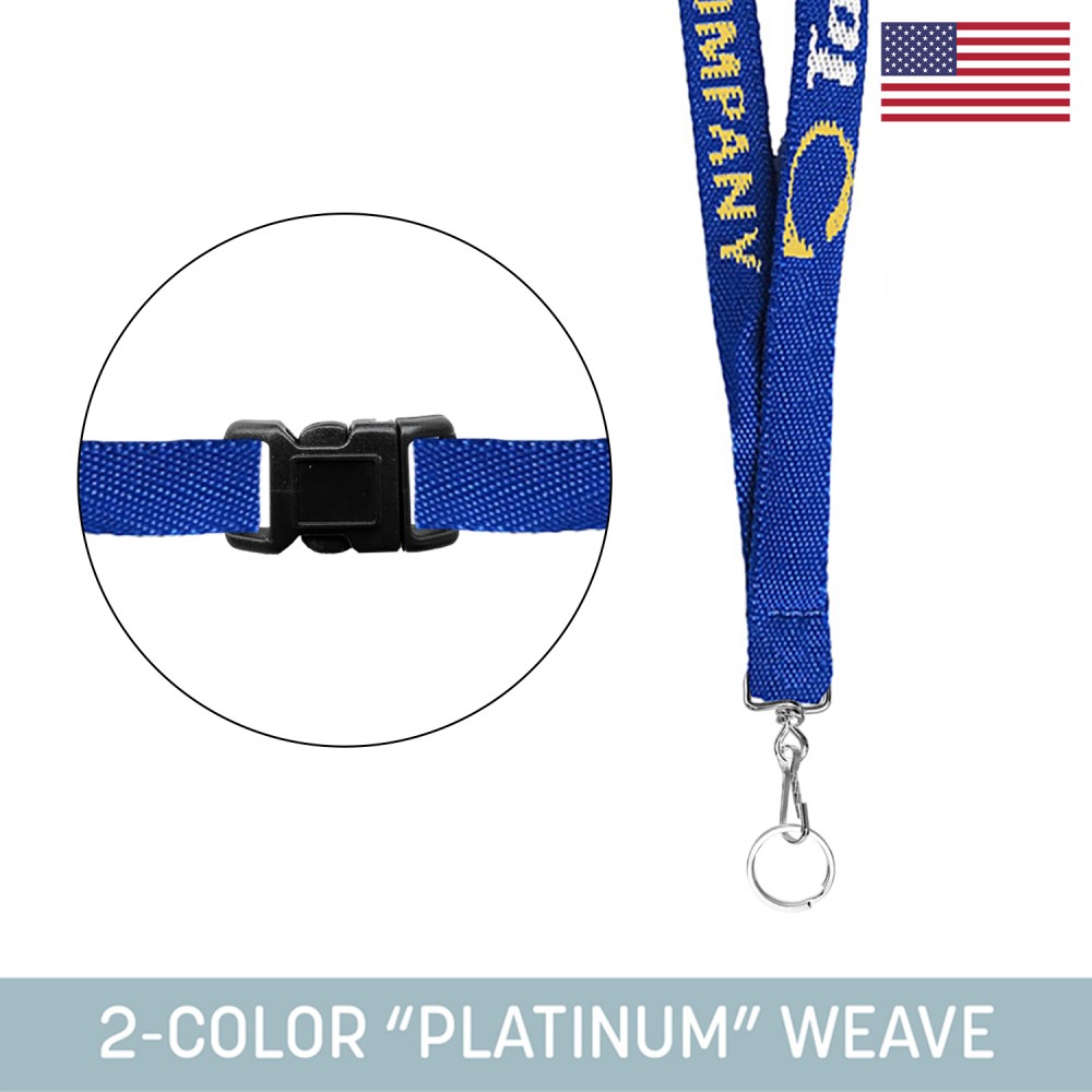 Personalized 1/2" Woven Lanyard w/ Swivel Snap & Split Ring & Breakaway - "Platinum" Weave Personalized 1/2" Woven Lanyard w/ Swivel Snap & Split Ring & Breakaway - "Platinum" Weave