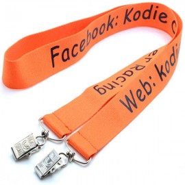 3/8" Screen Printed Bamboo Double Ended Attachement Lanyard with Logo  3/8" Screen Printed Bamboo Double Ended Attachement Lanyard with Logo