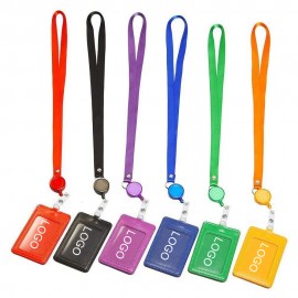 Custom PU Leather ID Card Badge Holders With Lanyard