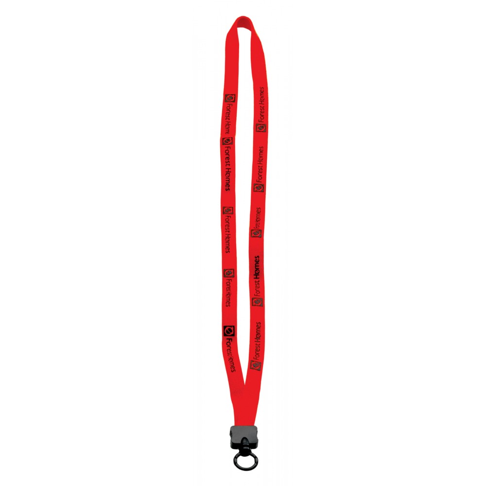 1/2" Cotton Lanyard With Plastic Clamshell & O-Ring with Logo