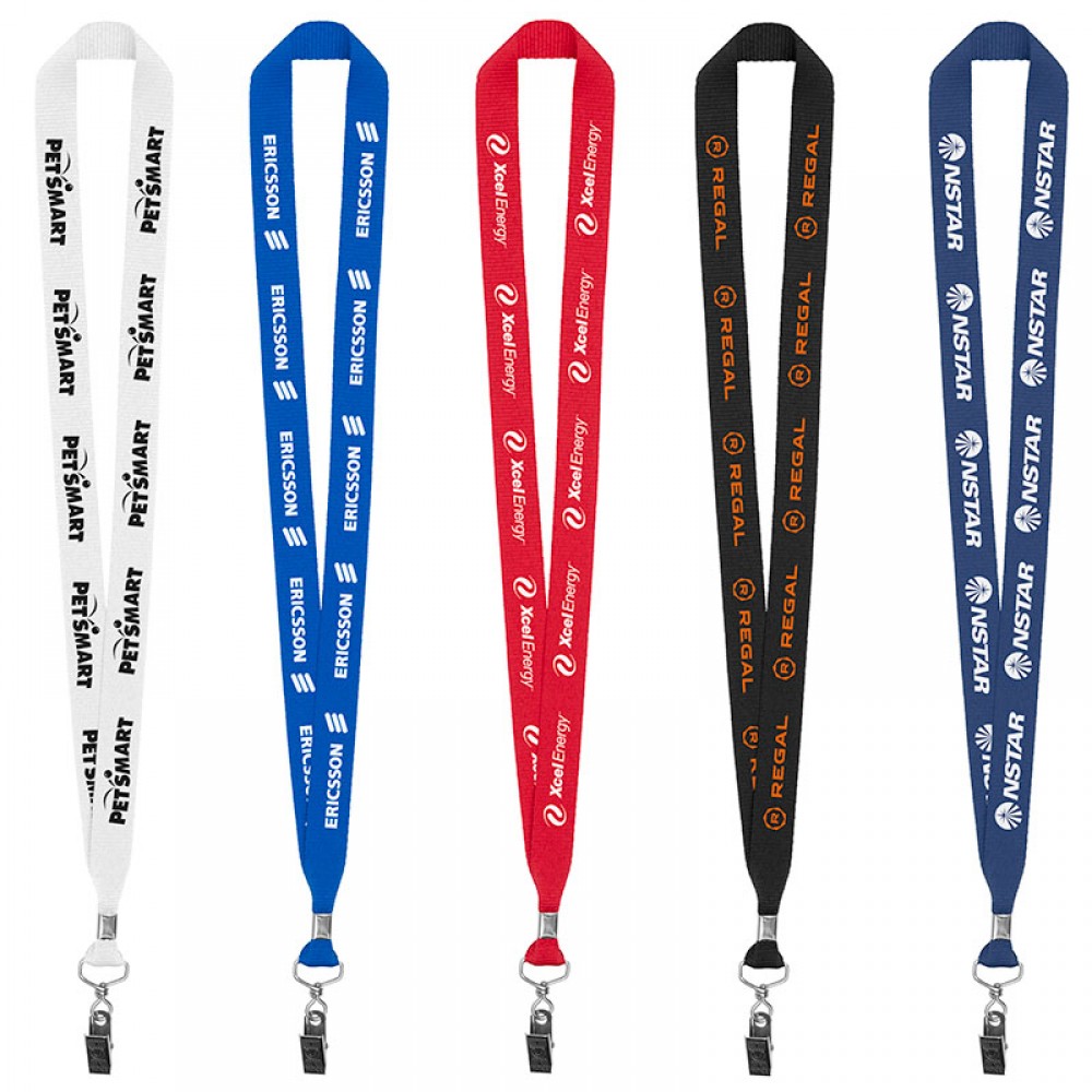 Promotional 3/4" Eco Friendly rPET Lanyard w/ Bulldog Clip