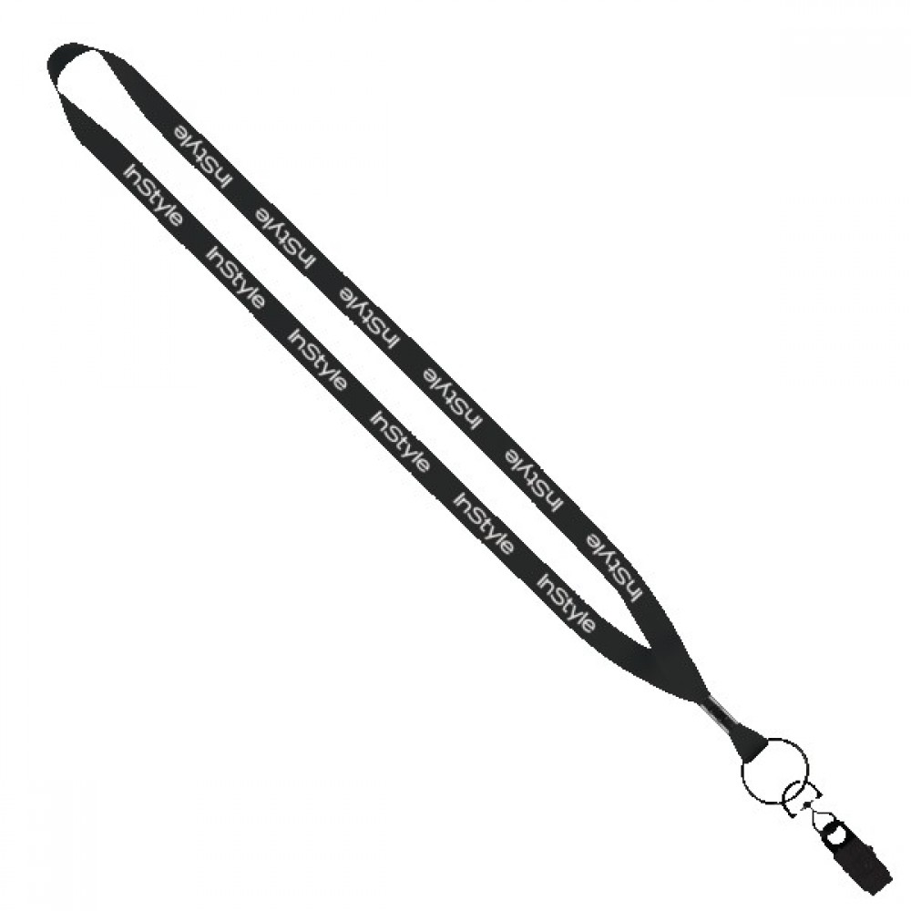 1/2" Polyester Lanyard w/Metal Crimp & Bulldog Clip with Logo