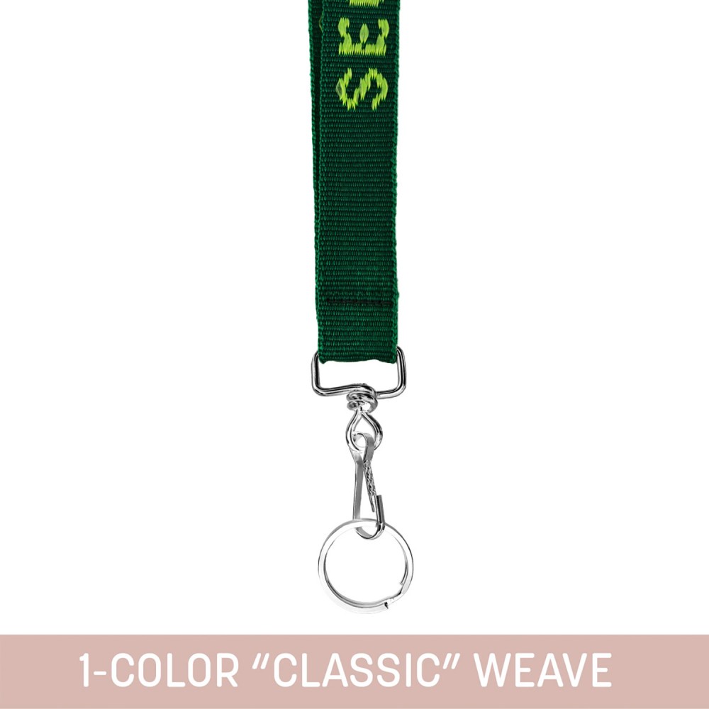 Promotional 3/4" Woven Lanyard w/ Swivel Snap & Split Ring - "Classic" Weave