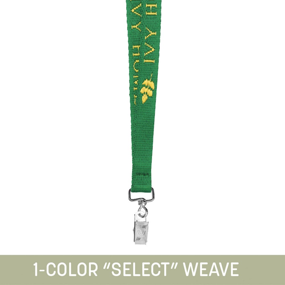 1/2" Woven Lanyard w/ Swivel Bulldog Clip - "Select" Weave with Logo 1/2" Woven Lanyard w/ Swivel Bulldog Clip - "Select" Weave with Logo