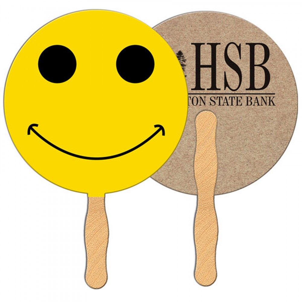 Logo Branded Smiley Face Recycled Hand Fan Logo Branded Smiley Face Recycled Hand Fan