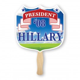 Logo Branded Shield Lightweight Full Color Single Sided Paper Hand Fan  Logo Branded Shield Lightweight Full Color Single Sided Paper Hand Fan