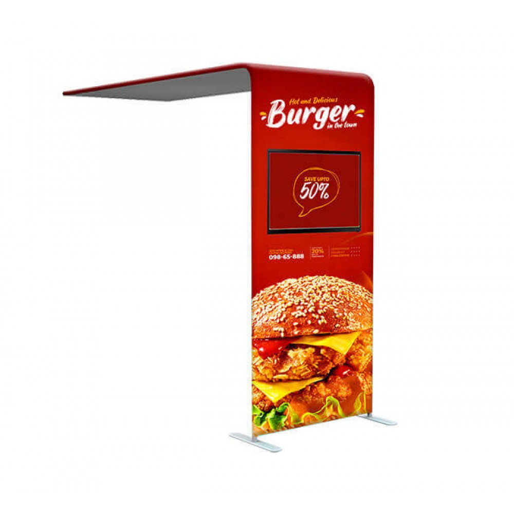 Promotional L shaped Tube Arch Fabric Display, Double Sided (8.5' x 7.5ft)