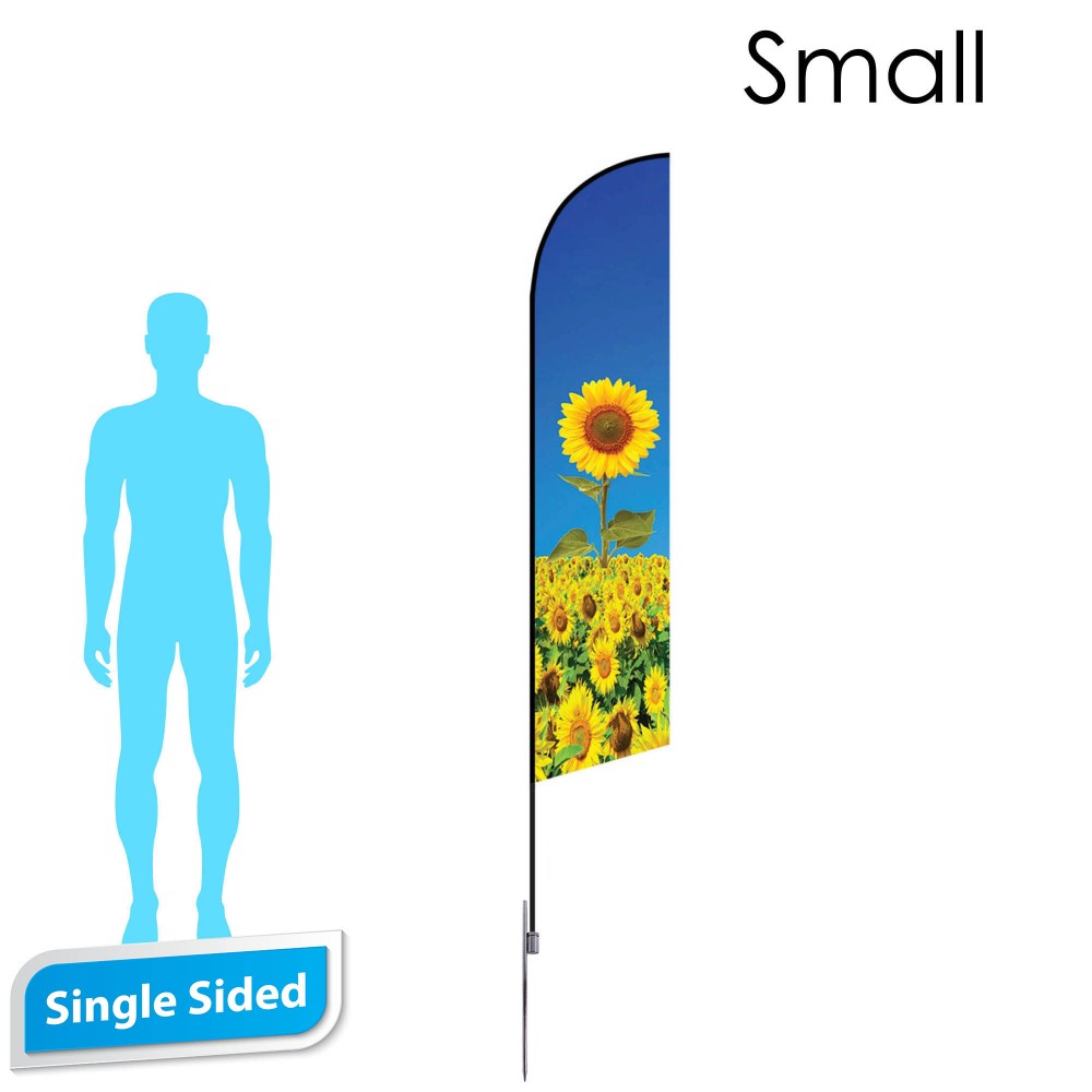 Customized 9' Angle Flag - Single Sided w/Spike Base (Small)