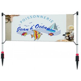 Promotional Outdoor Advertising Banner System with Ground Stakes - 8'