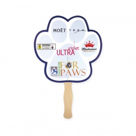 Lightweight Full Color Two Sided Single Paper Paw Shape Hand Fan with Logo