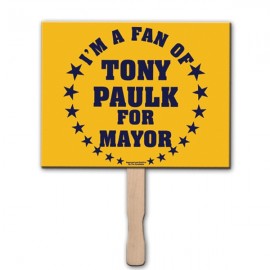 Horizontal Rectangle 2 Sided Sandwiched Rally Hand Sign w/12" Wooden Stick with Logo