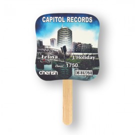 Mini Bread Shape Single Hand Fan w/Wood Stick Handle with Logo