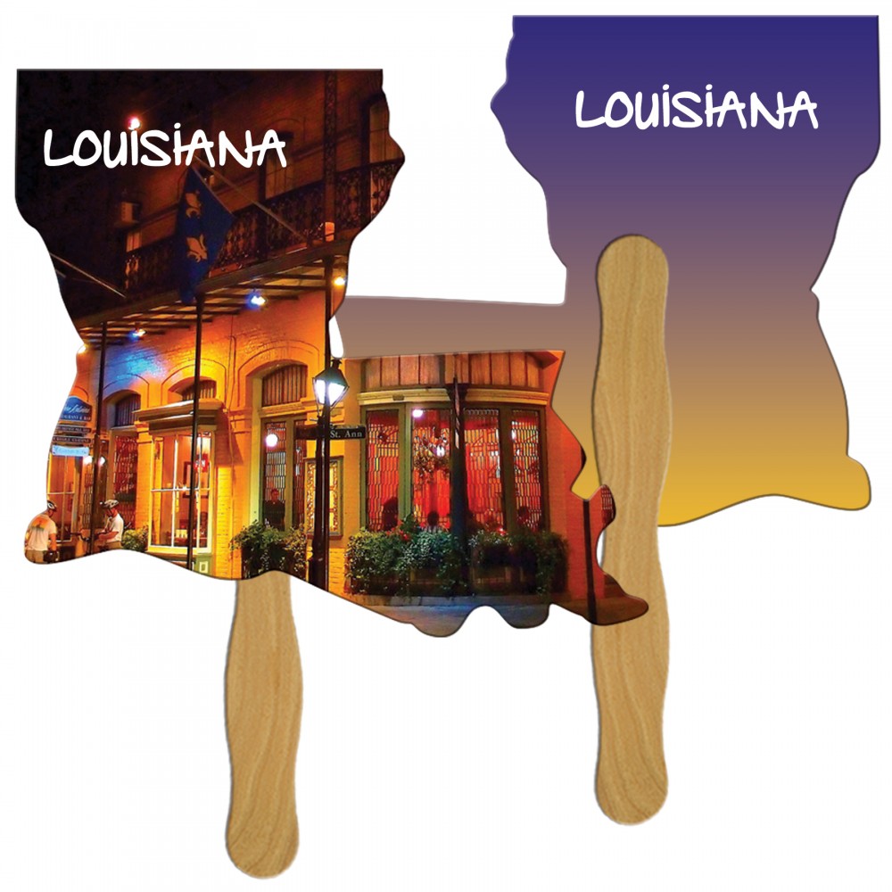 Louisiana State Fast Hand Fan (2 Sides) 1 Day Custom Imprinted Louisiana State Fast Hand Fan (2 Sides) 1 Day Custom Imprinted