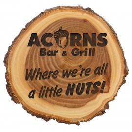 9" - Wood Round Cottonwood or Elm Bark Edged Sign/Plaque with Logo