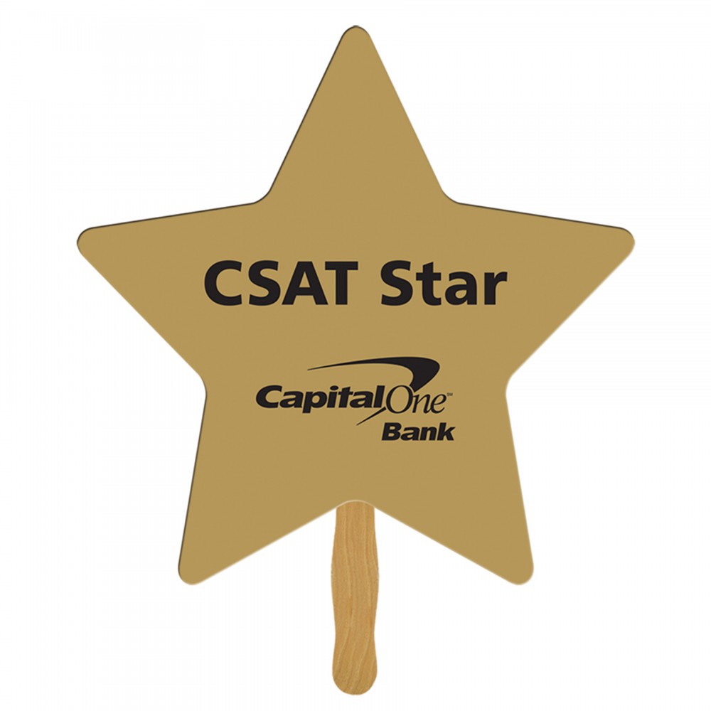 Custom Imprinted Star Rally Hand Sign w/ 12" Wooden Stick Custom Imprinted Star Rally Hand Sign w/ 12" Wooden Stick