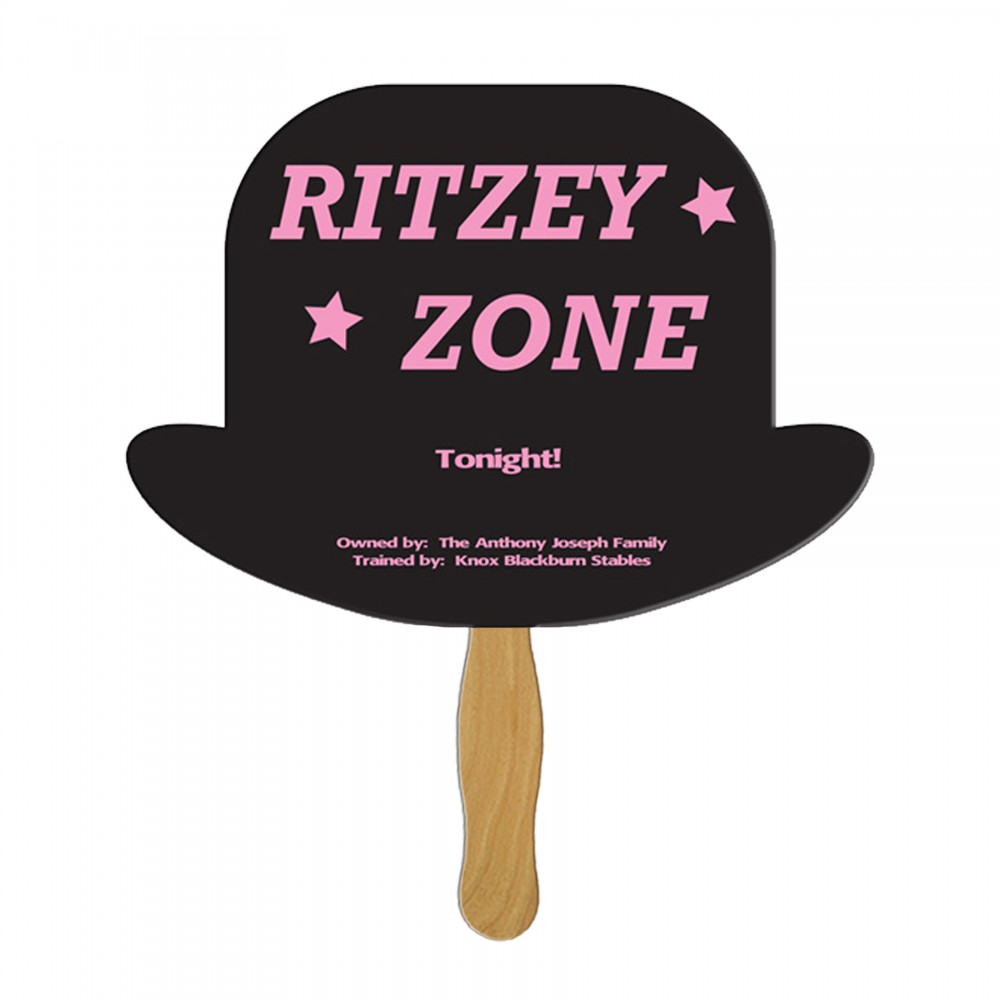 Logo Branded Derby Hat Fast Hand Fan (1 Side) 1 Day Logo Branded Derby Hat Fast Hand Fan (1 Side) 1 Day