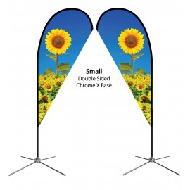Personalized 7 Ft. Teardrop Flag - Double Sided w/Chrome X Base (Small)