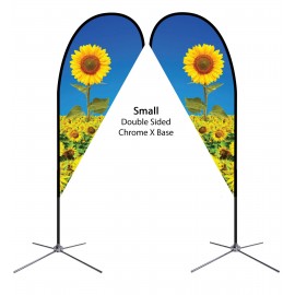 Personalized 7 Ft. Teardrop Flag - Double Sided w/Chrome X Base (Small)  Personalized 7 Ft. Teardrop Flag - Double Sided w/Chrome X Base (Small)