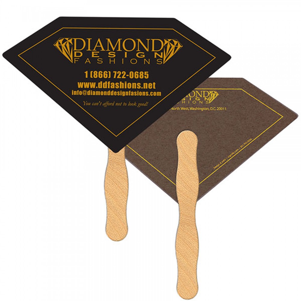 Diamond Recycled Hand Fan Custom Printed Diamond Recycled Hand Fan Custom Printed