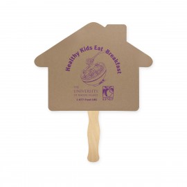 House Shape Recycled Paper Hand Fan Single with Logo
