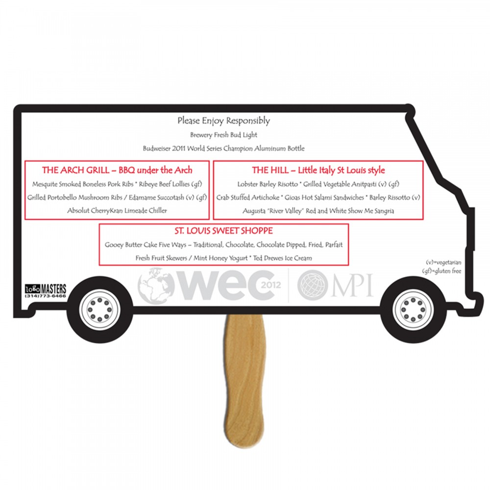 Truck Sandwiched Hand Fan Custom Printed Truck Sandwiched Hand Fan Custom Printed
