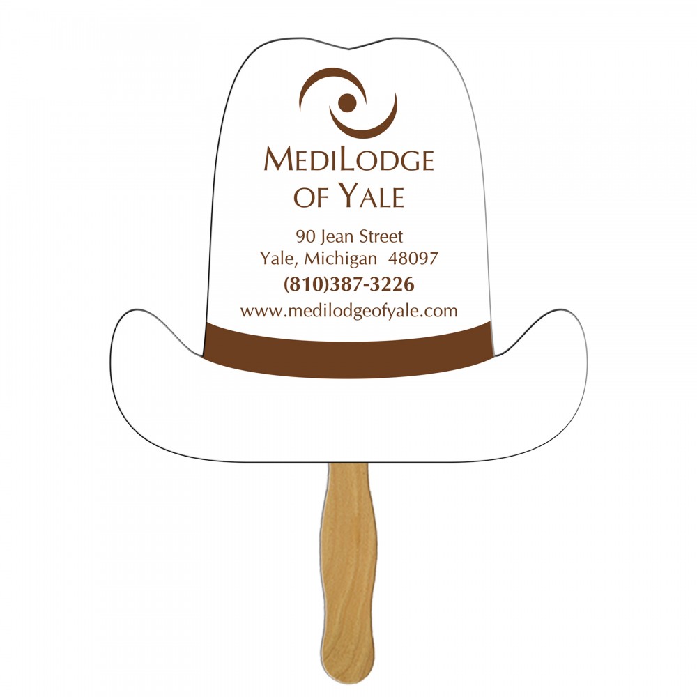 10 Gallon Hat Fast Hand Fan (1 Side) 1 Day Logo Branded