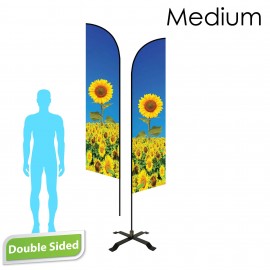 10' Angle Flag - Double Sided w/Black X Base (Medium) with Logo  10