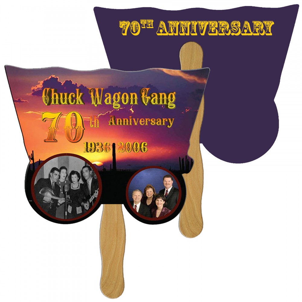 Custom Printed Covered Wagon Fast Hand Fan (2 Sides) 1 Day Custom Printed Covered Wagon Fast Hand Fan (2 Sides) 1 Day