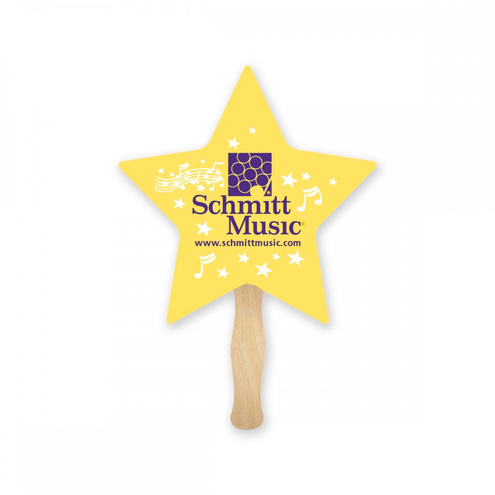 Customized Star Shape Full Color Two Sided Single Paper Hand Fan
