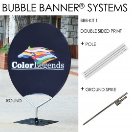 Personalized Bubble Banner - Round Shaped - Double sided print + Frame + Ground Spike