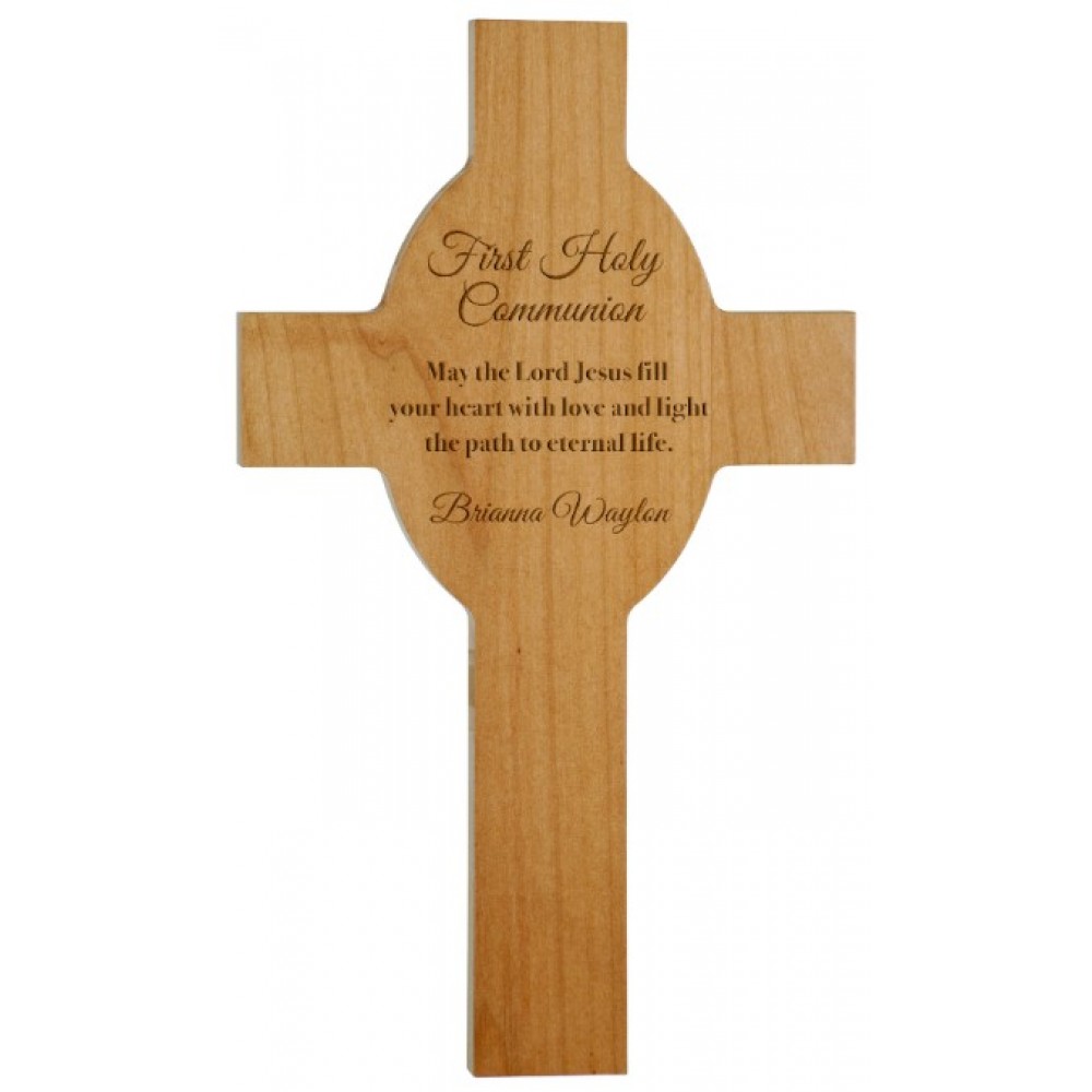 Logo Branded 8" x 13.625" - Wood Cross with Oval Center