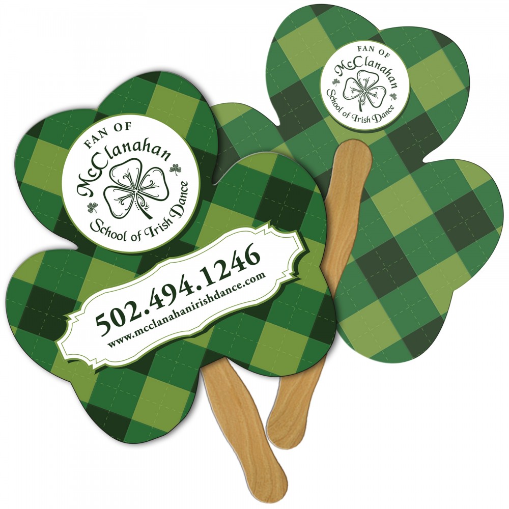 Shamrock Fast Hand Fan (2 Sides) 1 Day Custom Printed Shamrock Fast Hand Fan (2 Sides) 1 Day Custom Printed