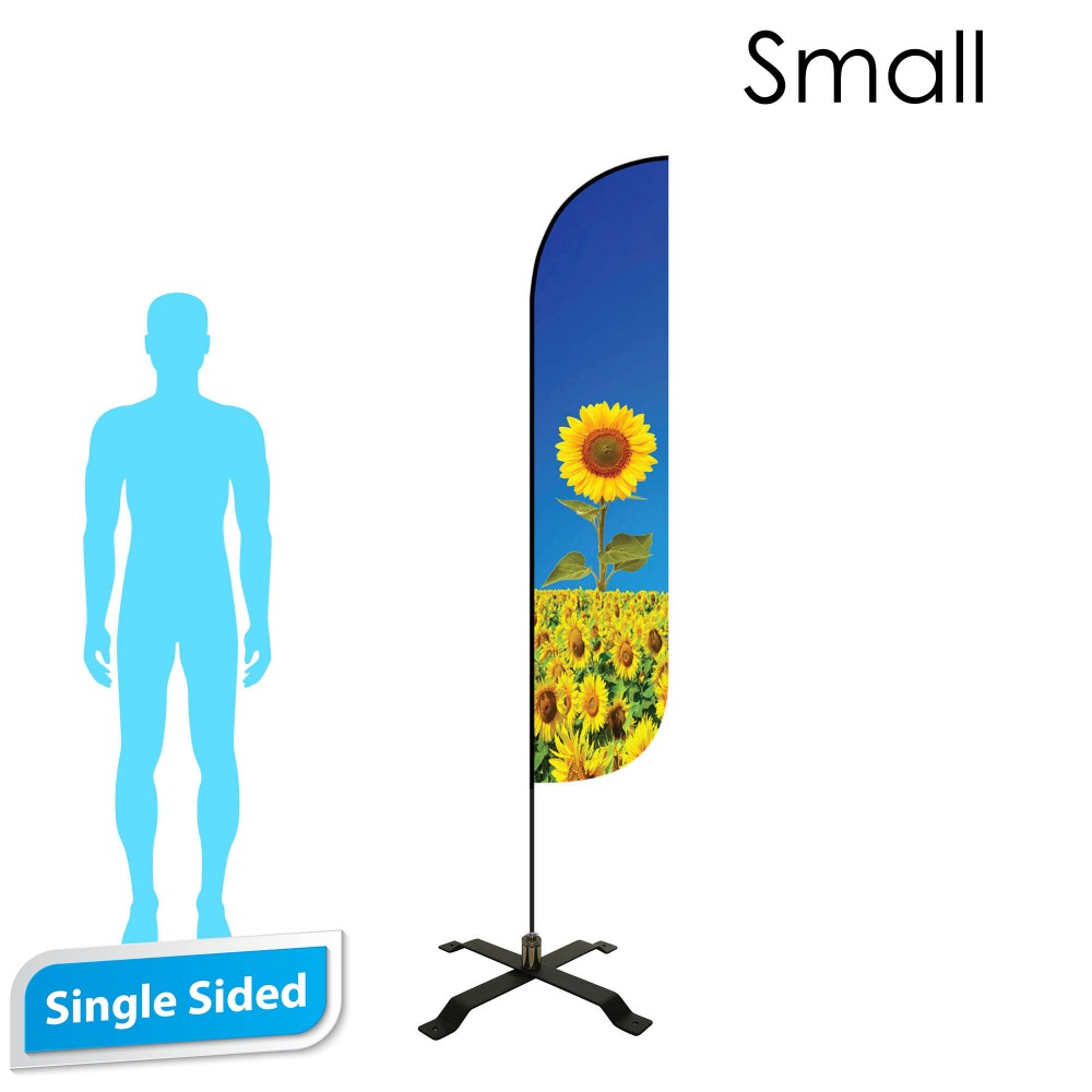 9' Feather Flag - Single Sided w/Black X Base (Small) with Logo 9' Feather Flag - Single Sided w/Black X Base (Small) with Logo