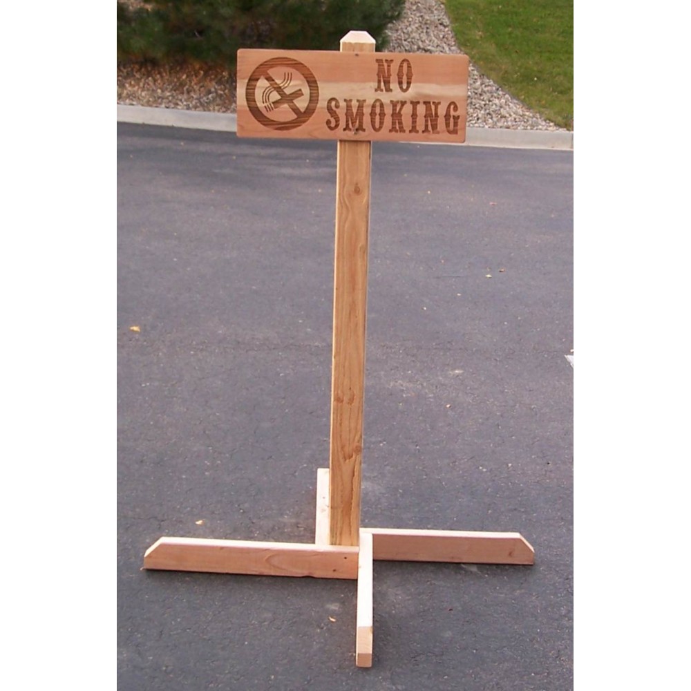 Custom Imprinted 11" x 30" - Hardwood Sign with Post and Stand - Laser Engraved - USA-Made Custom Imprinted 11" x 30" - Hardwood Sign with Post and Stand - Laser Engraved - USA-Made