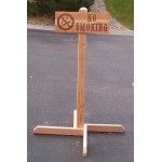 Custom Imprinted 11" x 30" - Hardwood Sign with Post and Stand - Laser Engraved - USA-Made