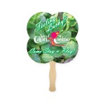 Lightweight Full Color Single Sided Clover 2 Shape Paper Hand Fan with Logo