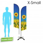 7' Angle Flag - Double Sided /w Black X Base - X-Small with Logo